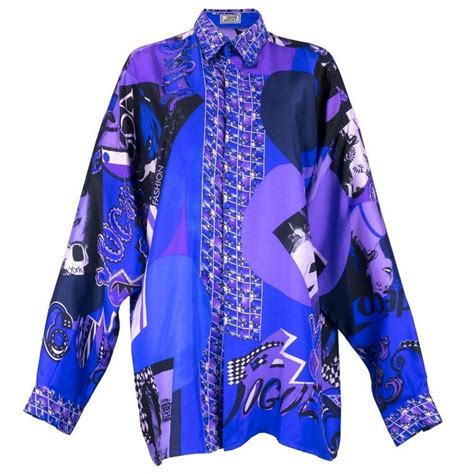 gianni versace 80s print|80s Lifetime Gianni Versace Silk Fashion Print Oversized Shirt.